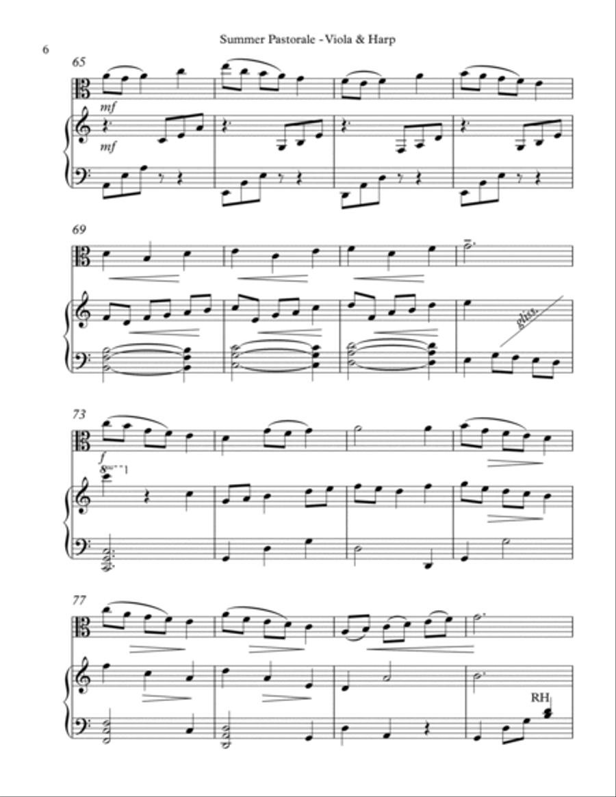 Summer Pastorale, Duet for Viola & Harp String Duet scores gallery preview page 6