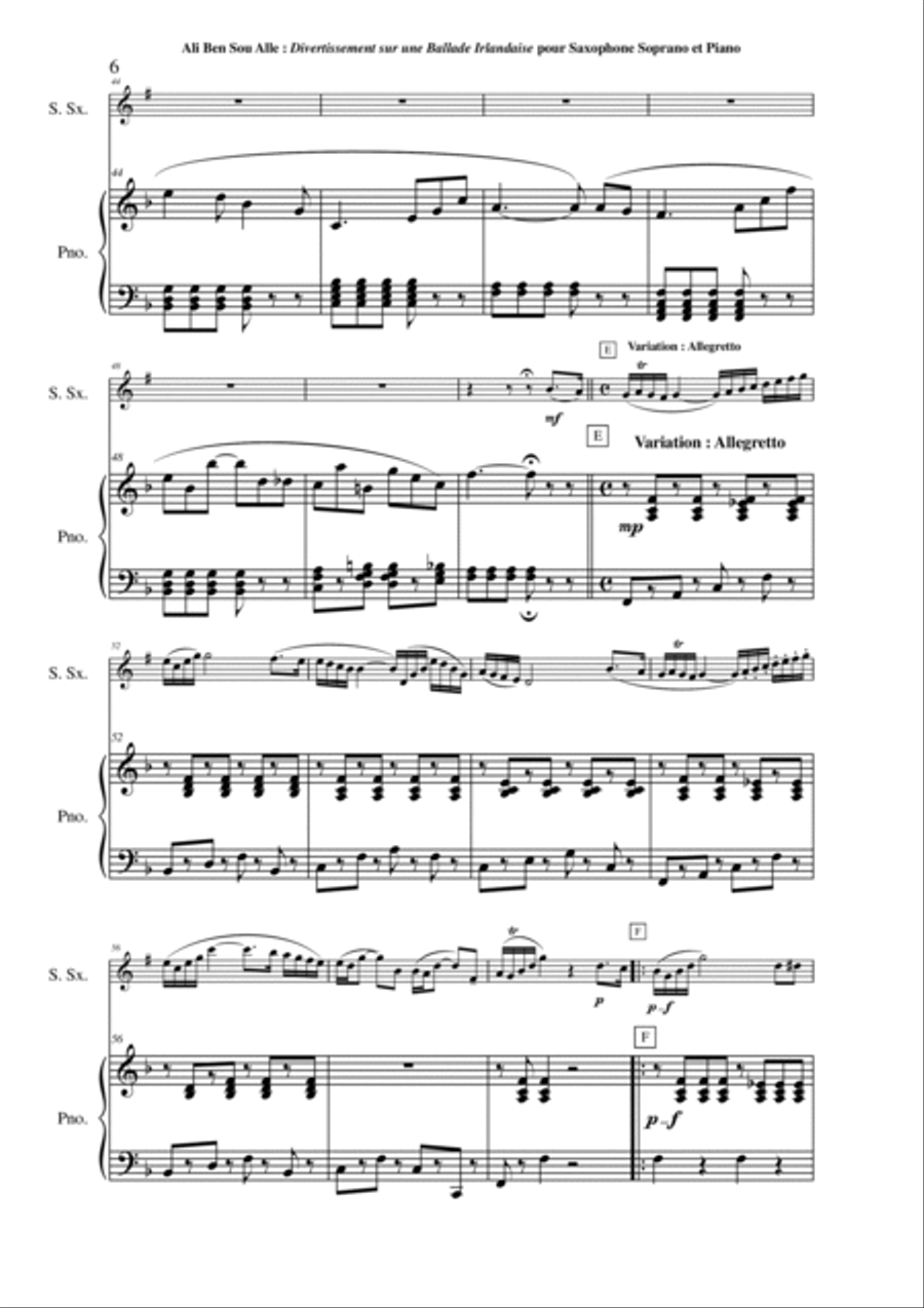 Ali Ben Sou Alle : Divertissement sur Une Ballade Irlandaise Woodwind Duet scores gallery preview page 6