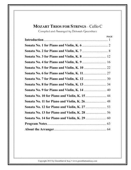 Mozart Trios for Strings - Cello C
