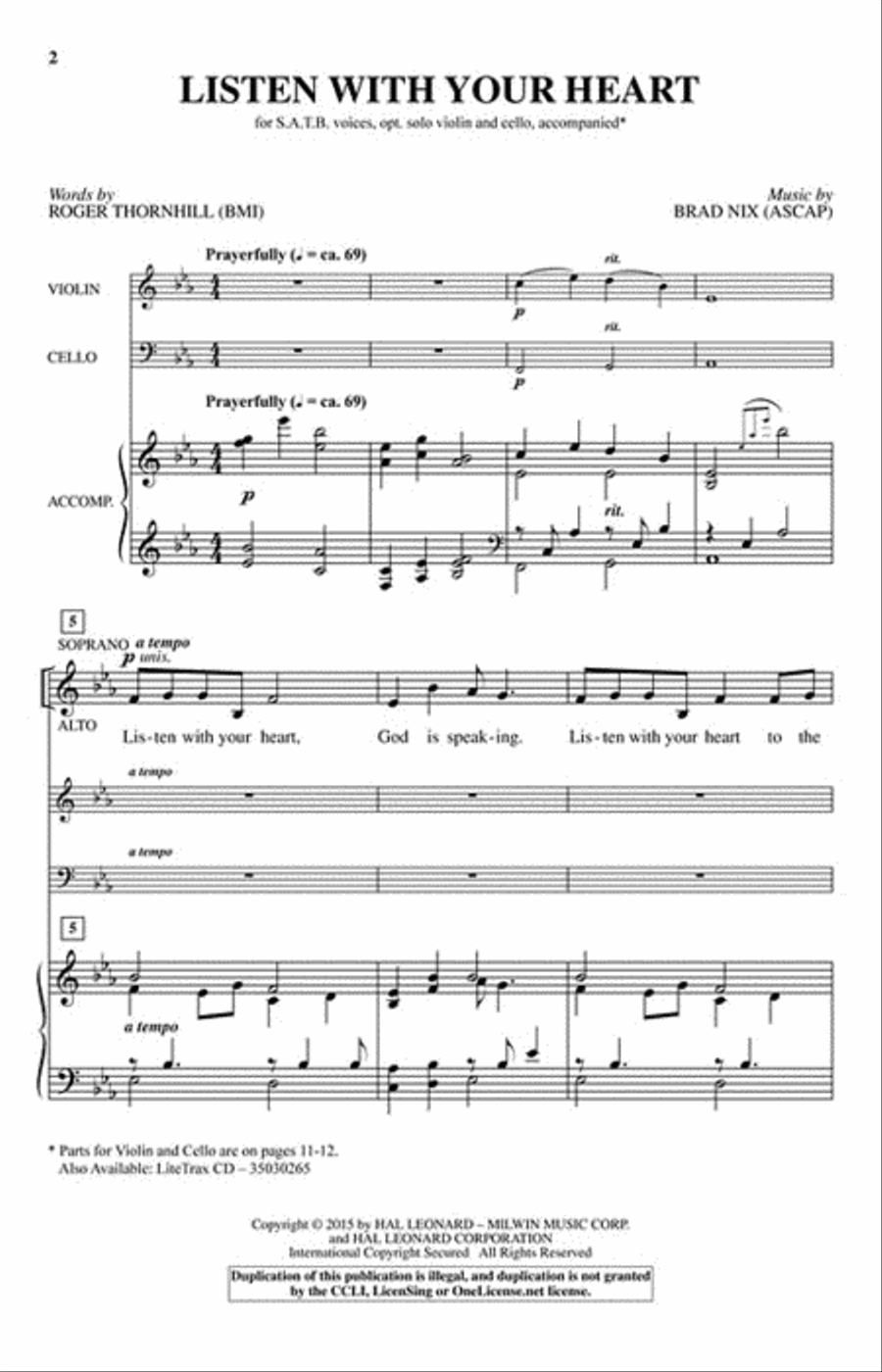 Listen with Your Heart Listen with Your Heart 4-Part scores gallery preview page 2