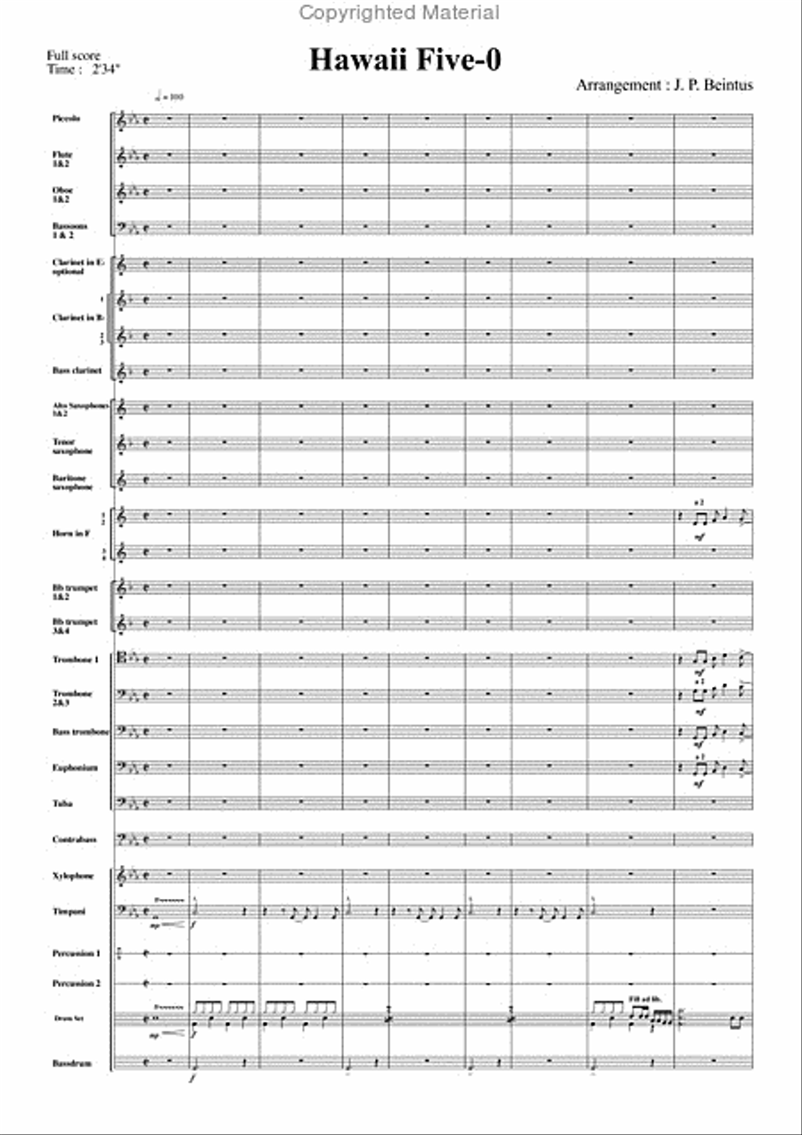 Hawaii Five O Hawaii Five O Concert Band scores gallery preview page 2