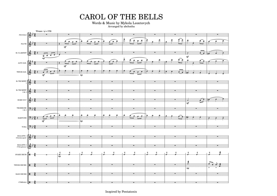 Carol Of The Bells (Pentatonix) for Marching Band image number null