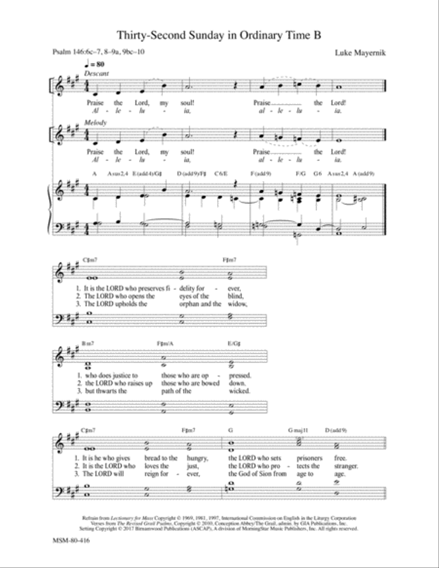 Thirty-Second Sunday in Ordinary Time B 4-Part scores gallery preview page 1