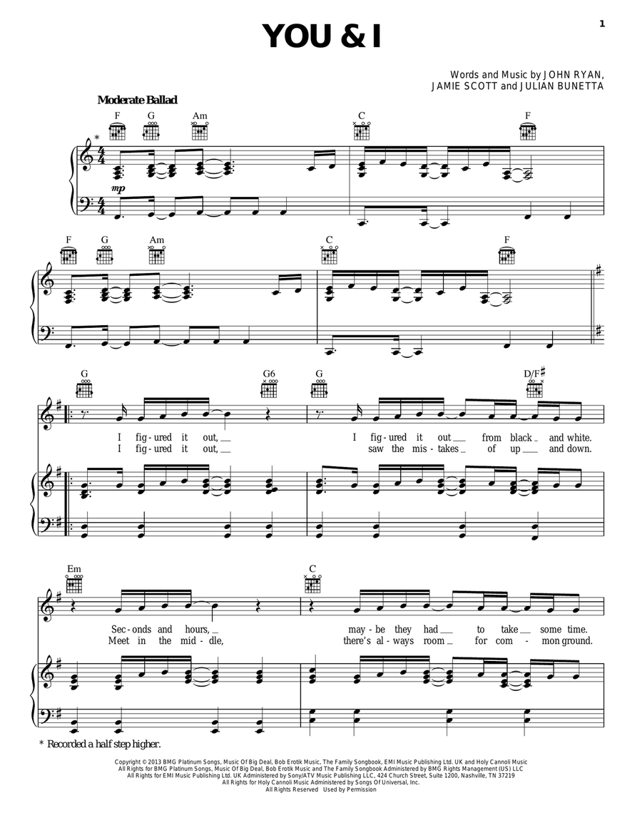 You & I Acoustic Guitar scores gallery preview page 1