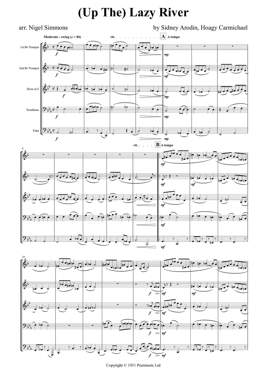 Lazy River Brass Quintet scores gallery preview page 1