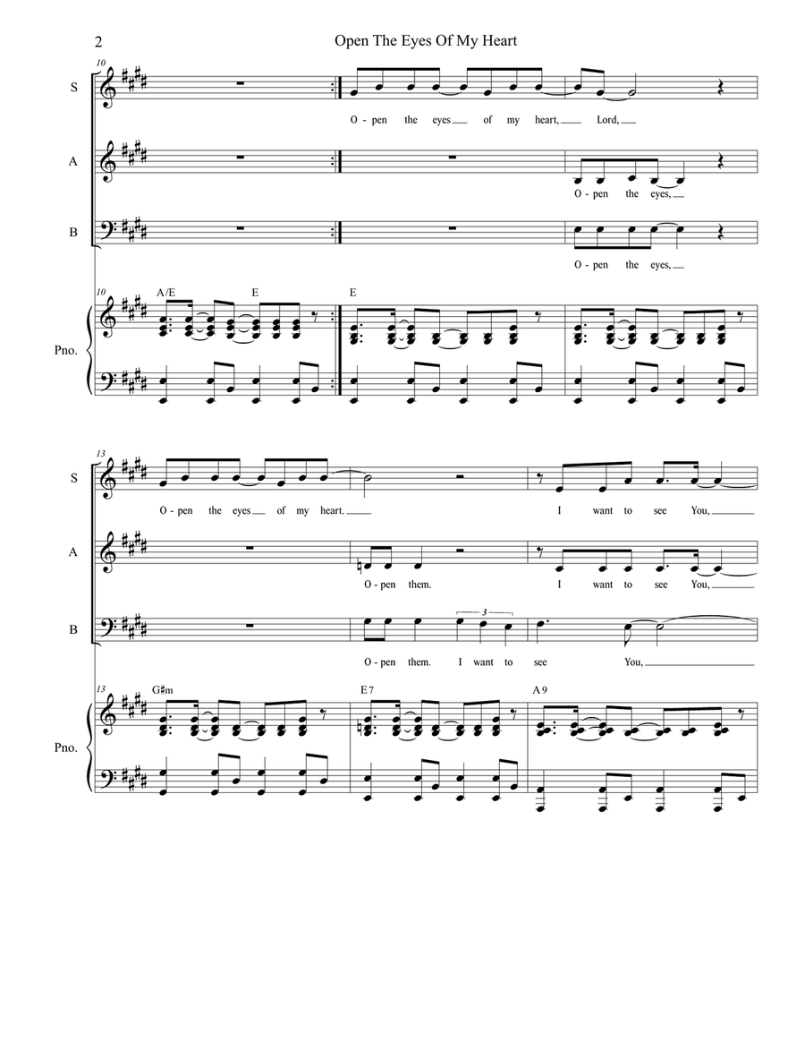 Open The Eyes Of My Heart 3-Part scores gallery preview page 2