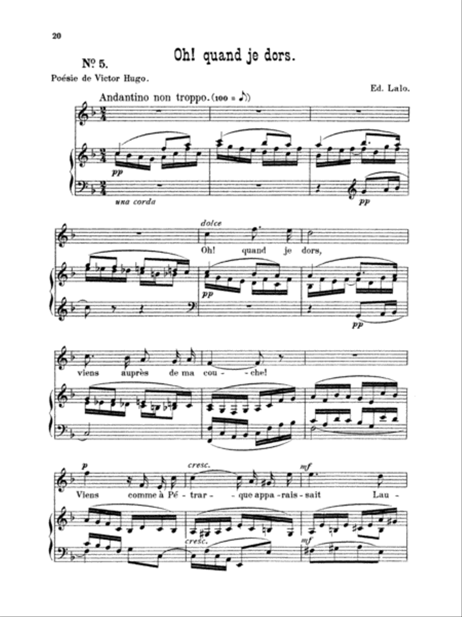 Lalo: Songs for Voice and Piano (French) Voice Solo scores gallery preview page 1