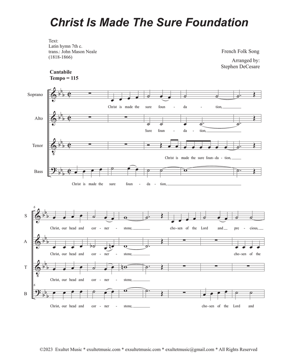 Christ Is Made The Sure Foundation (SATB)