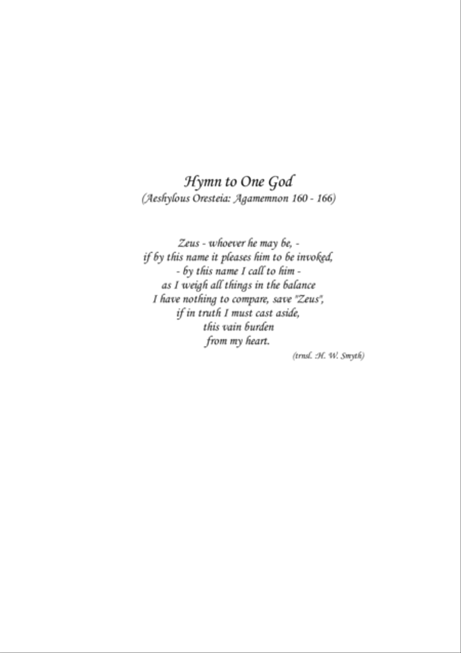"Aeschilus Hymn to One God" for vocal ensemble or mixed choir image number null