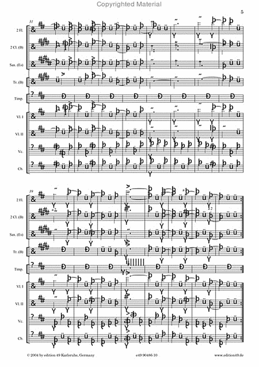 Menuett fur 2 Floten, 2 Klarinetten in Bb, Saxophon in Eb, Trompete in Bb, Pauken und Streicher ohne Viola