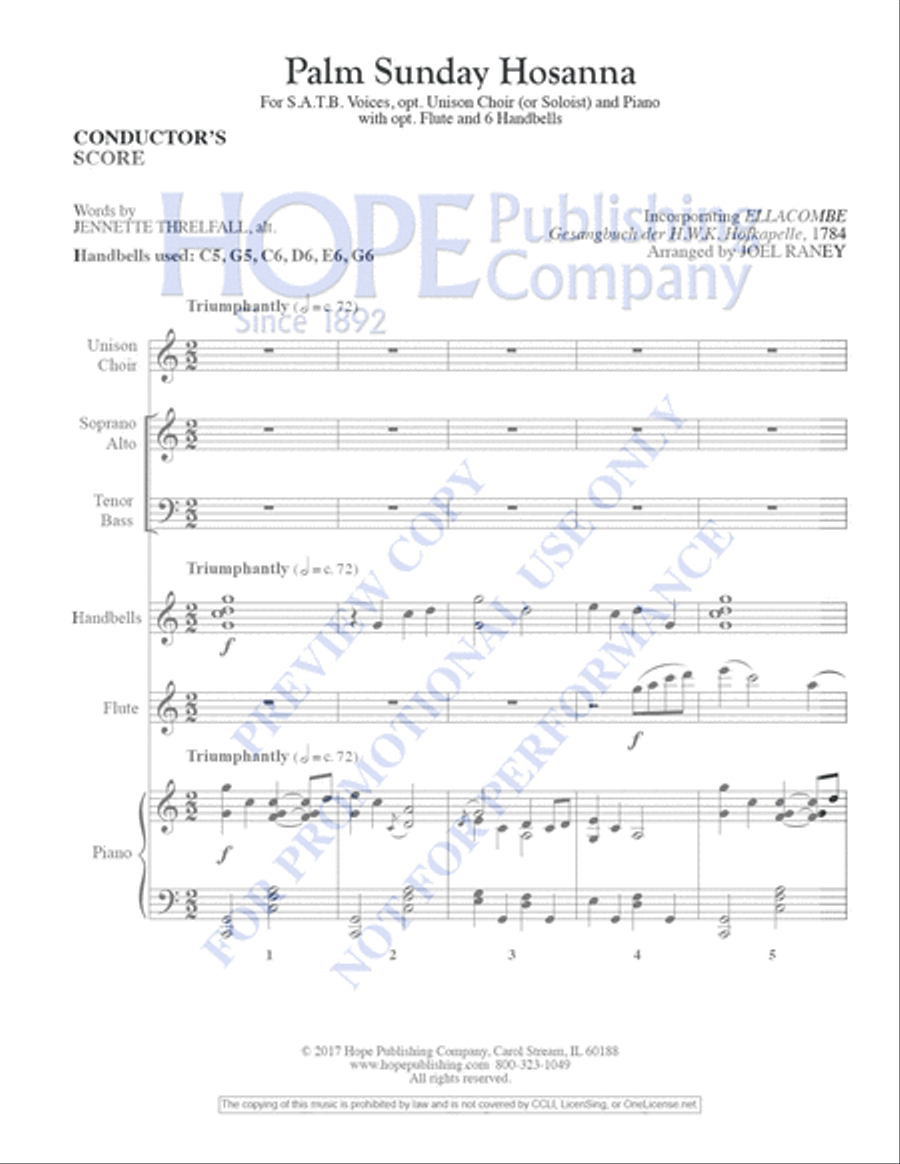Palm Sunday Hosanna Palm Sunday Hosanna Unison Choir scores gallery preview page 3