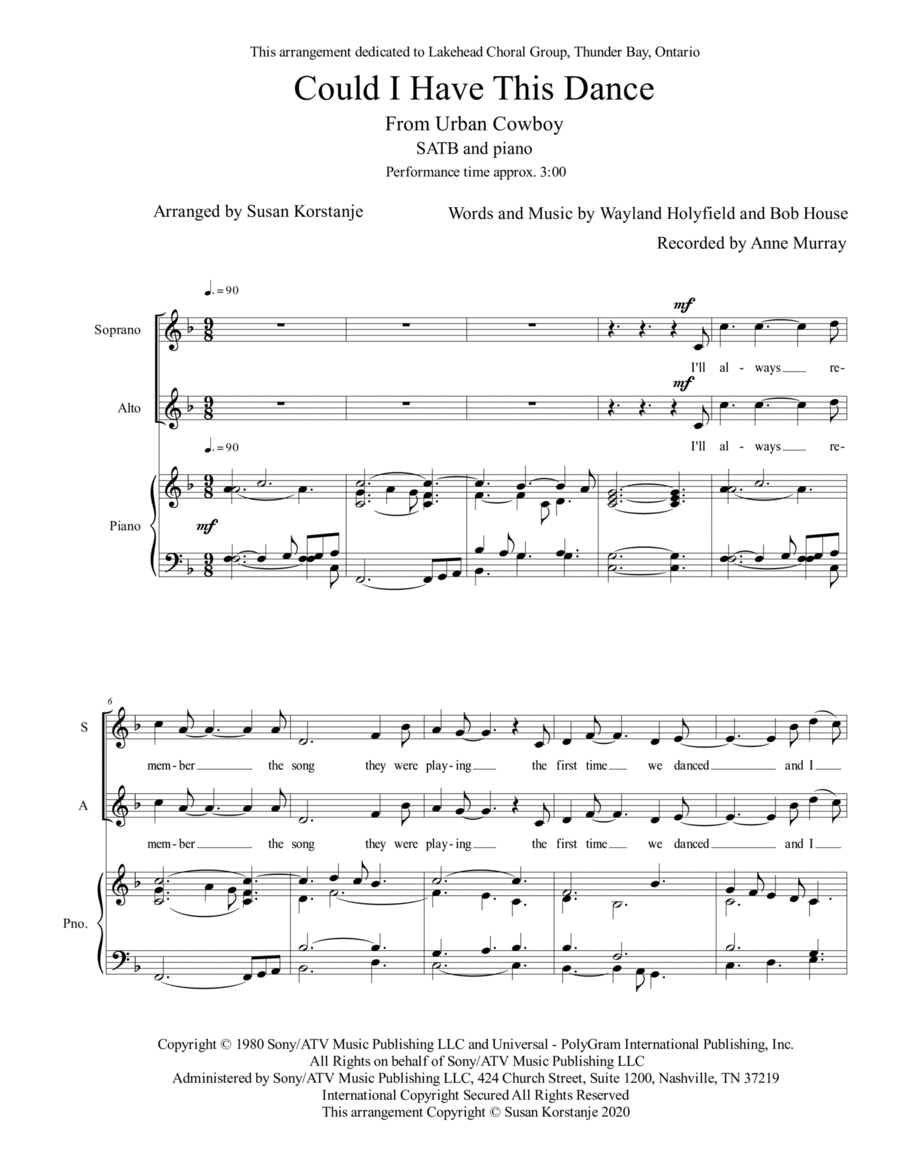 Could I Have This Dance 4-Part scores gallery preview page 1