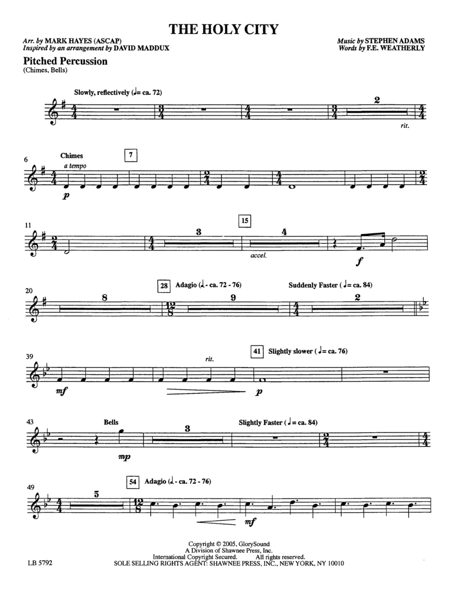 The Holy City (arr. Mark Hayes) - Pitched Percussion Choir scores gallery preview page 1