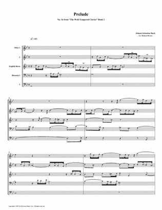 Prelude 16 from Well-Tempered Clavier, Book 2 (Double Reed Quintet)
