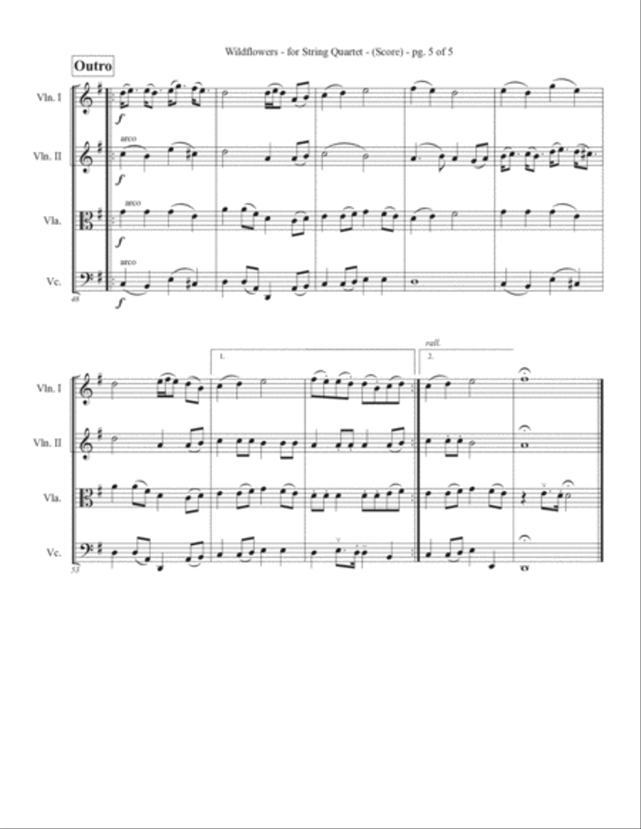 Wildflowers String Quartet scores gallery preview page 6