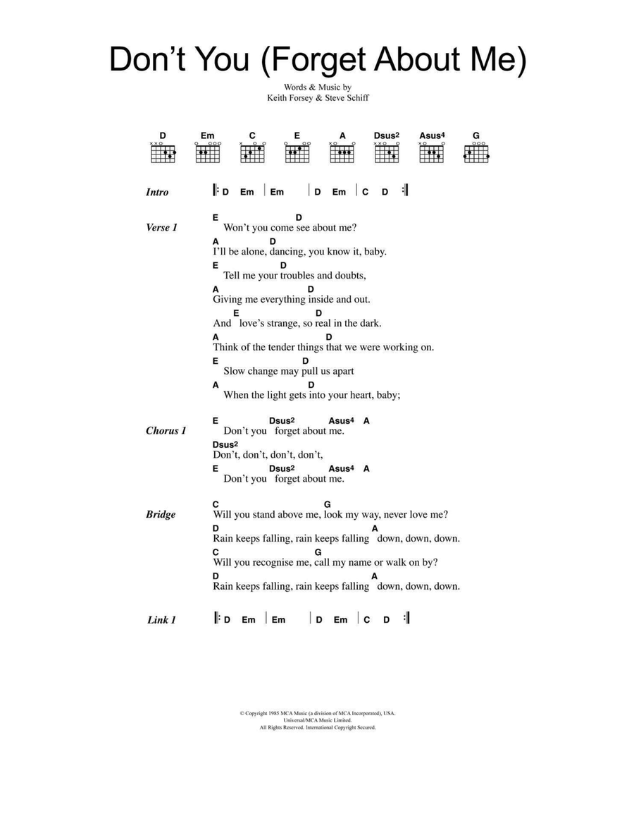 Don't You (Forget About Me) Acoustic Guitar scores gallery preview page 1