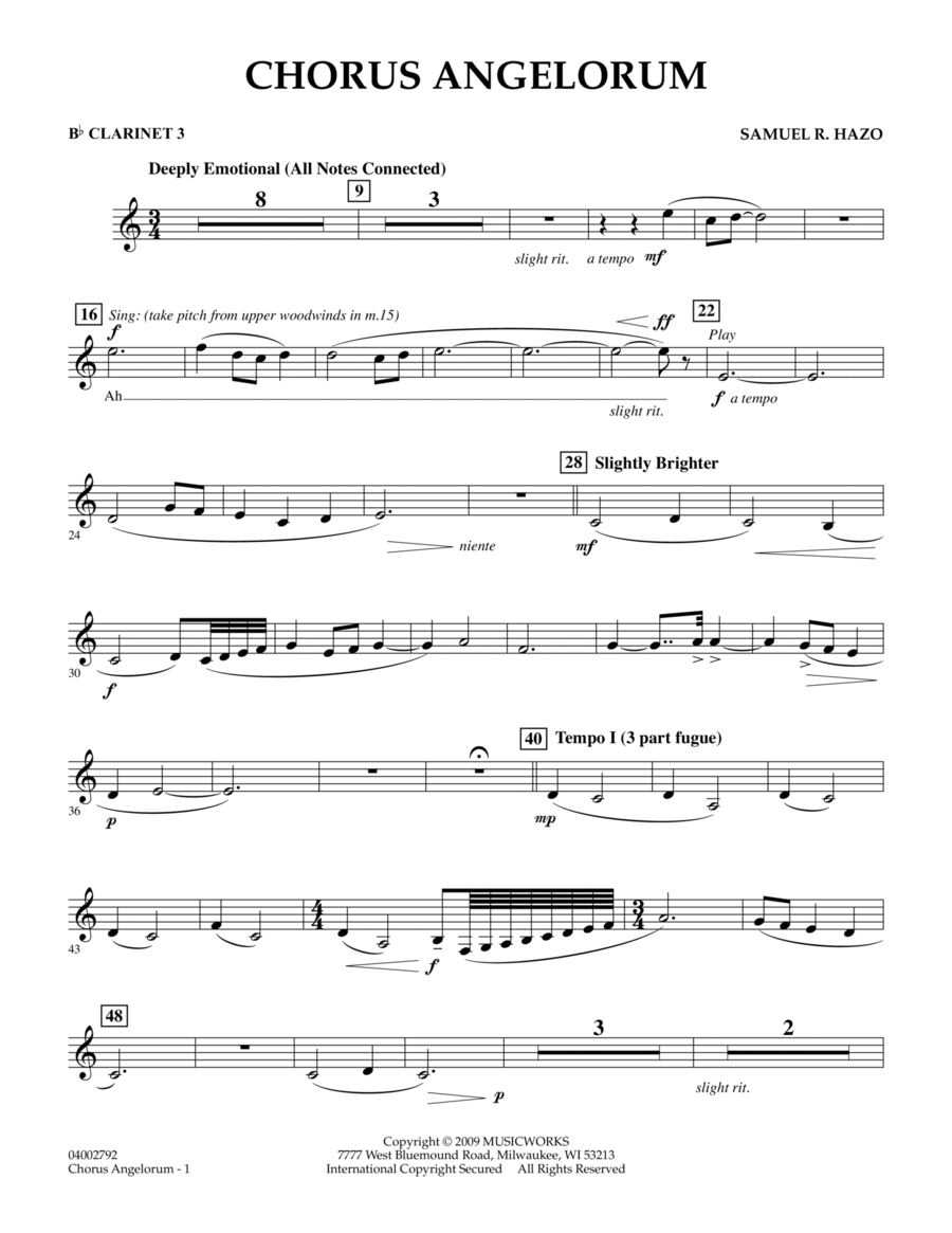 Chorus Angelorum - Bb Clarinet 3 Choir scores gallery preview page 1