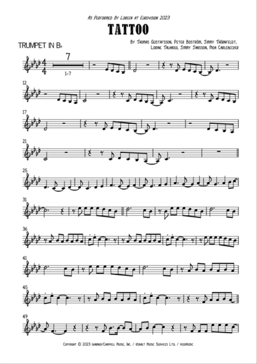 Tattoo Tattoo B-Flat Trumpet scores gallery preview page 2