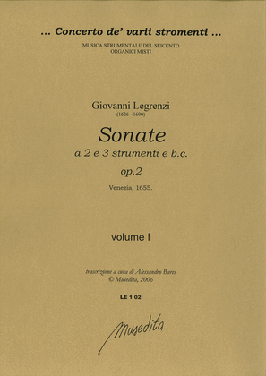 Book cover for Sonate op.2 (libro primo) (Venezia, 1655)
