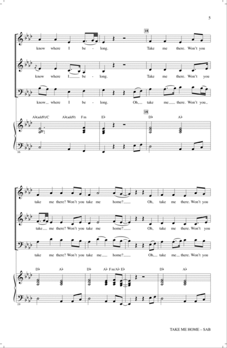 Take Me Home (arr. Roger Emerson) 3-Part scores gallery preview page 4