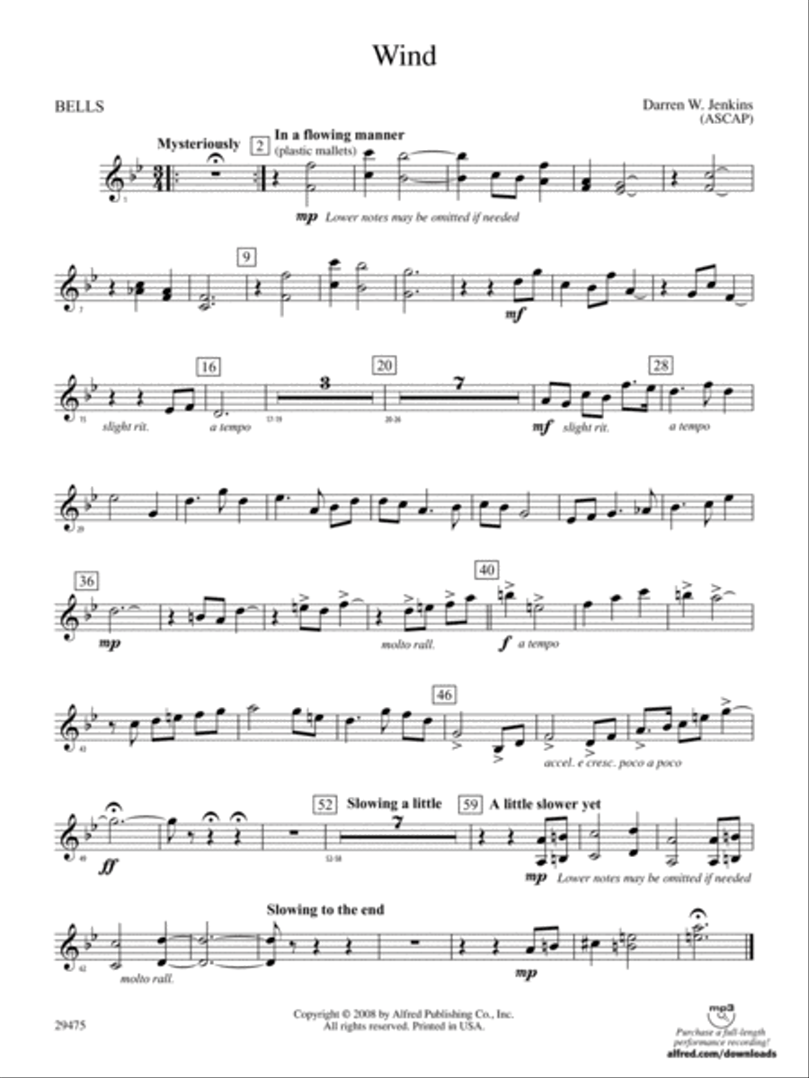Wind: Bells Wind: Bells Concert Band scores gallery preview page 1