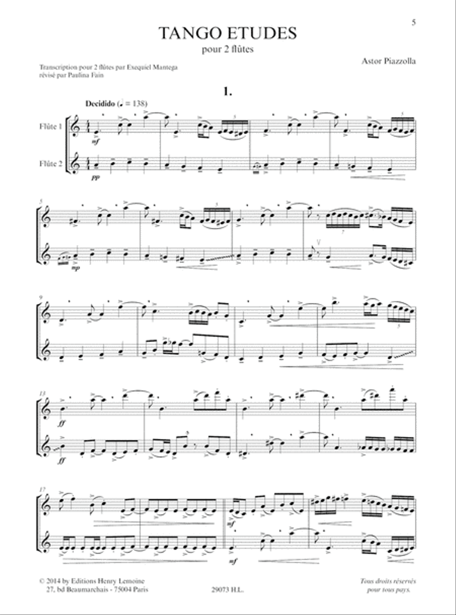 Tango - Etudes (6) ou Etudes tanguistiques Flute Duet scores gallery preview page 2