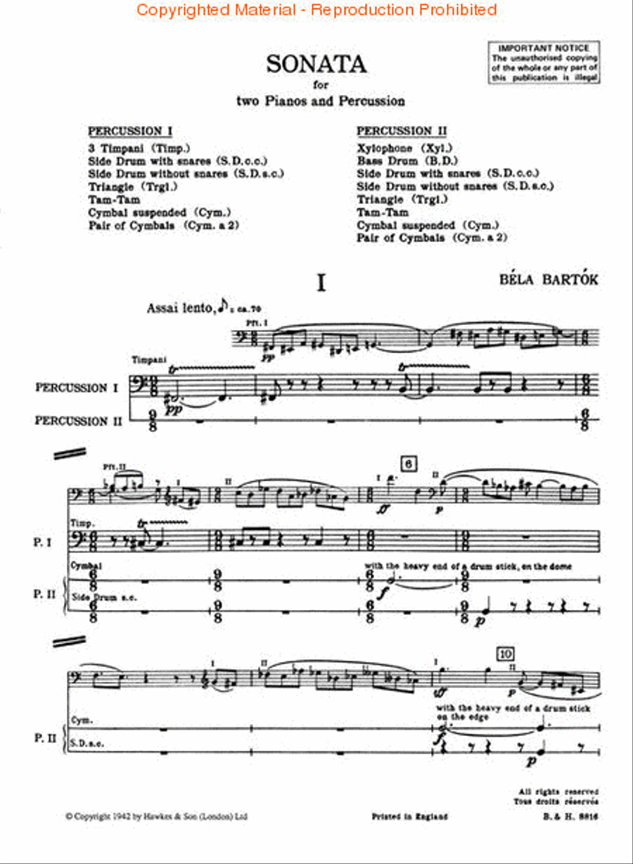 Sonata for Two Pianos and Percussion Percussion scores gallery preview page 2