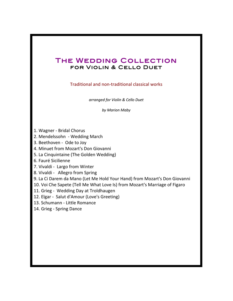 Wedding Collection for Violin & Cello Duet String Duet scores gallery preview page 1
