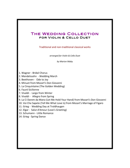 Wedding Collection for Violin & Cello Duet