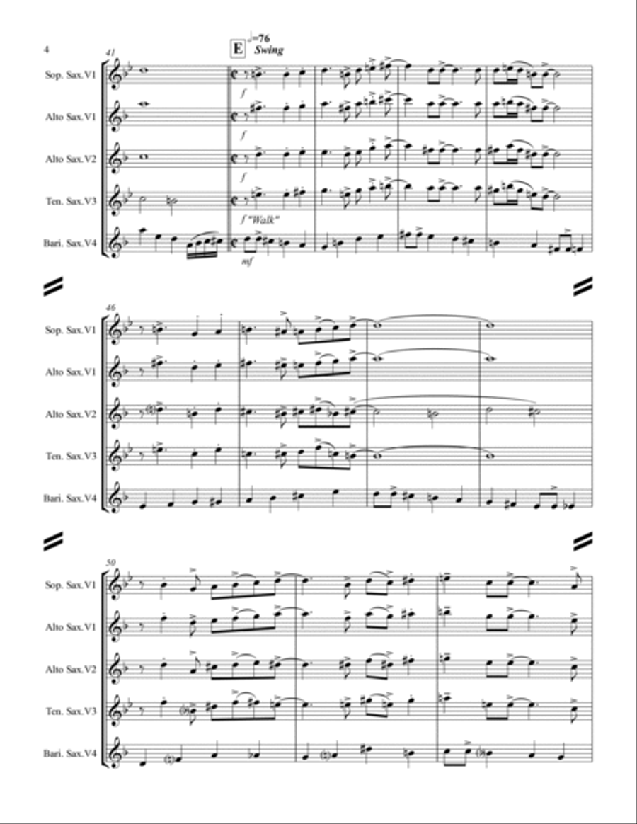 When Sunny Gets Blue Saxophone Quartet scores gallery preview page 5