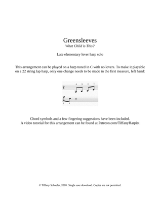 Book cover for Greensleeves (What Child is This): Late Elementary Small Harp