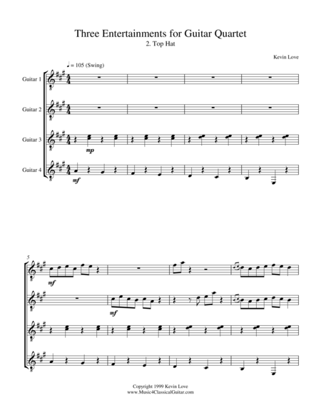Top Hat (Guitar Quartet) - Score and Parts image number null