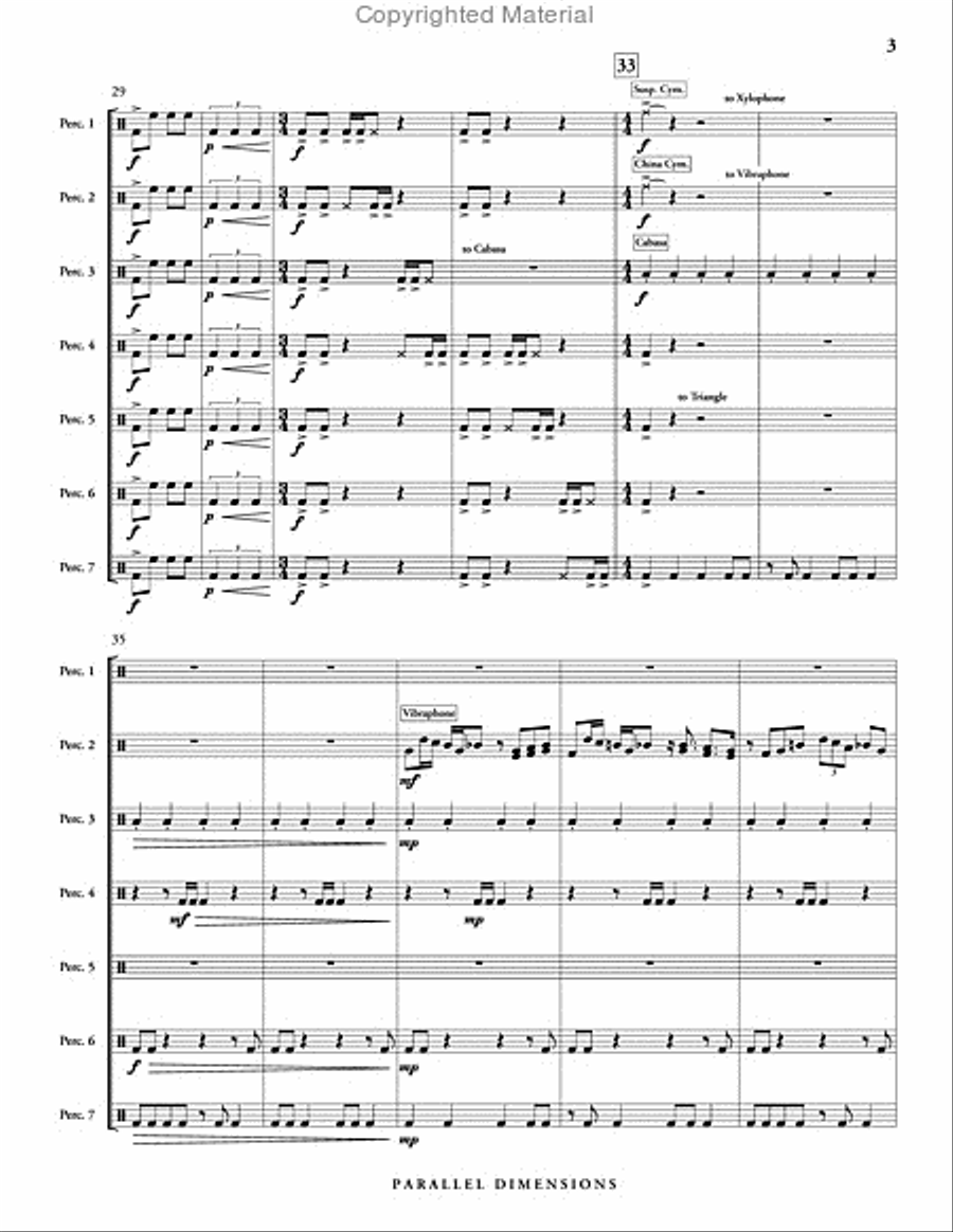 Parallel Dimensions (score & parts) Percussion Ensemble scores gallery preview page 4