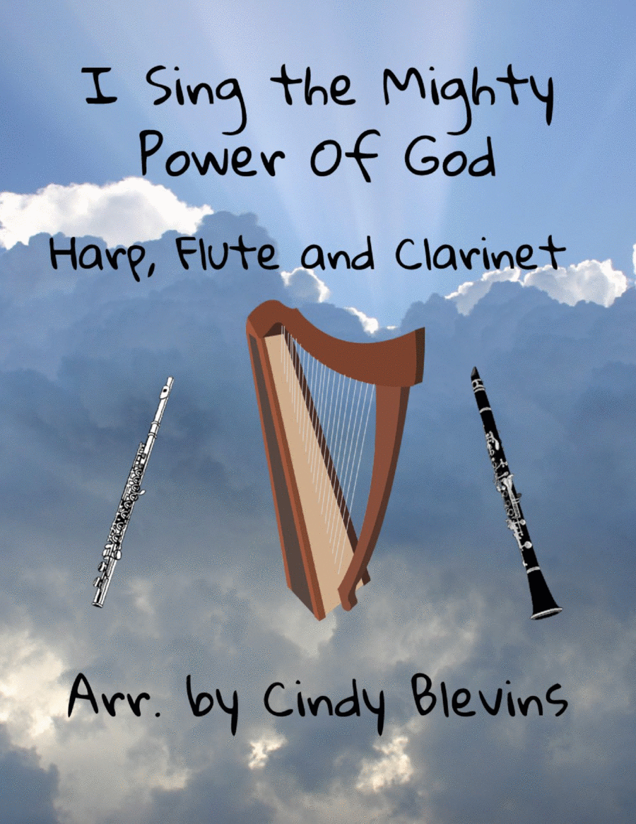 I Sing the Mighty Power Of God, Harp, Flute, and Clarinet Clarinet scores gallery preview page 1