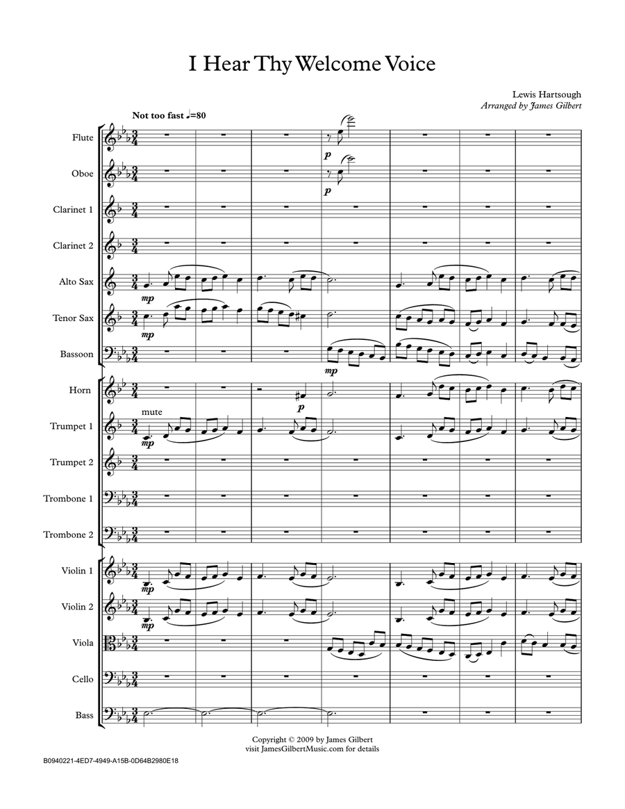 I Hear Thy Welcome Voice I Hear Thy Welcome Voice Full Orchestra scores gallery preview page 1