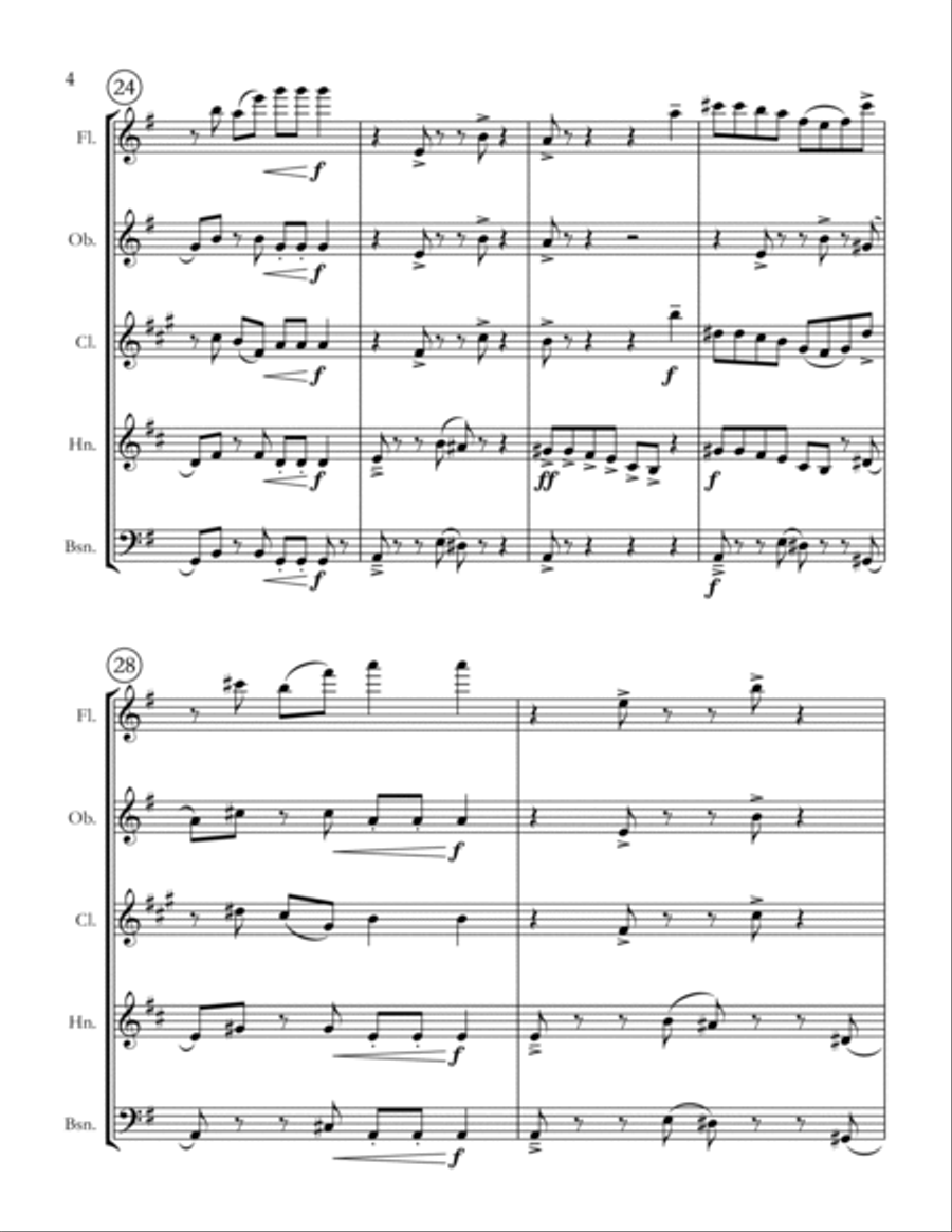 Fluffing A Duck Woodwind Quintet scores gallery preview page 4