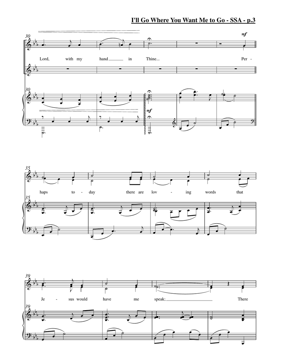 I'll Go Where You Want Me to Go (SSA) SSA scores gallery preview page 4