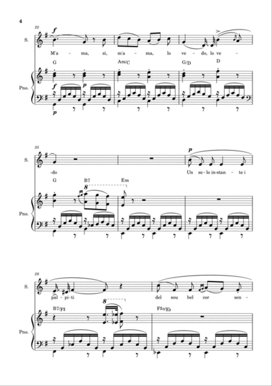 Una Furtiva Lagrima (Soprano in Em) Piano, Vocal, Guitar scores gallery preview page 4