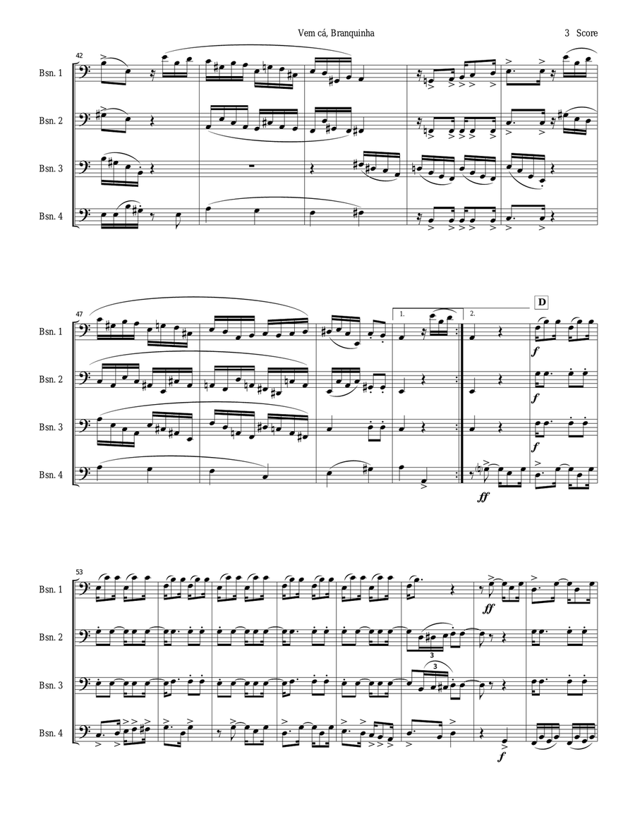 Bassoon quartet - Tango by Ernesto Nazareth Bassoon quartet - Tango by Ernesto Nazareth Bassoon Quartet scores gallery preview page 3