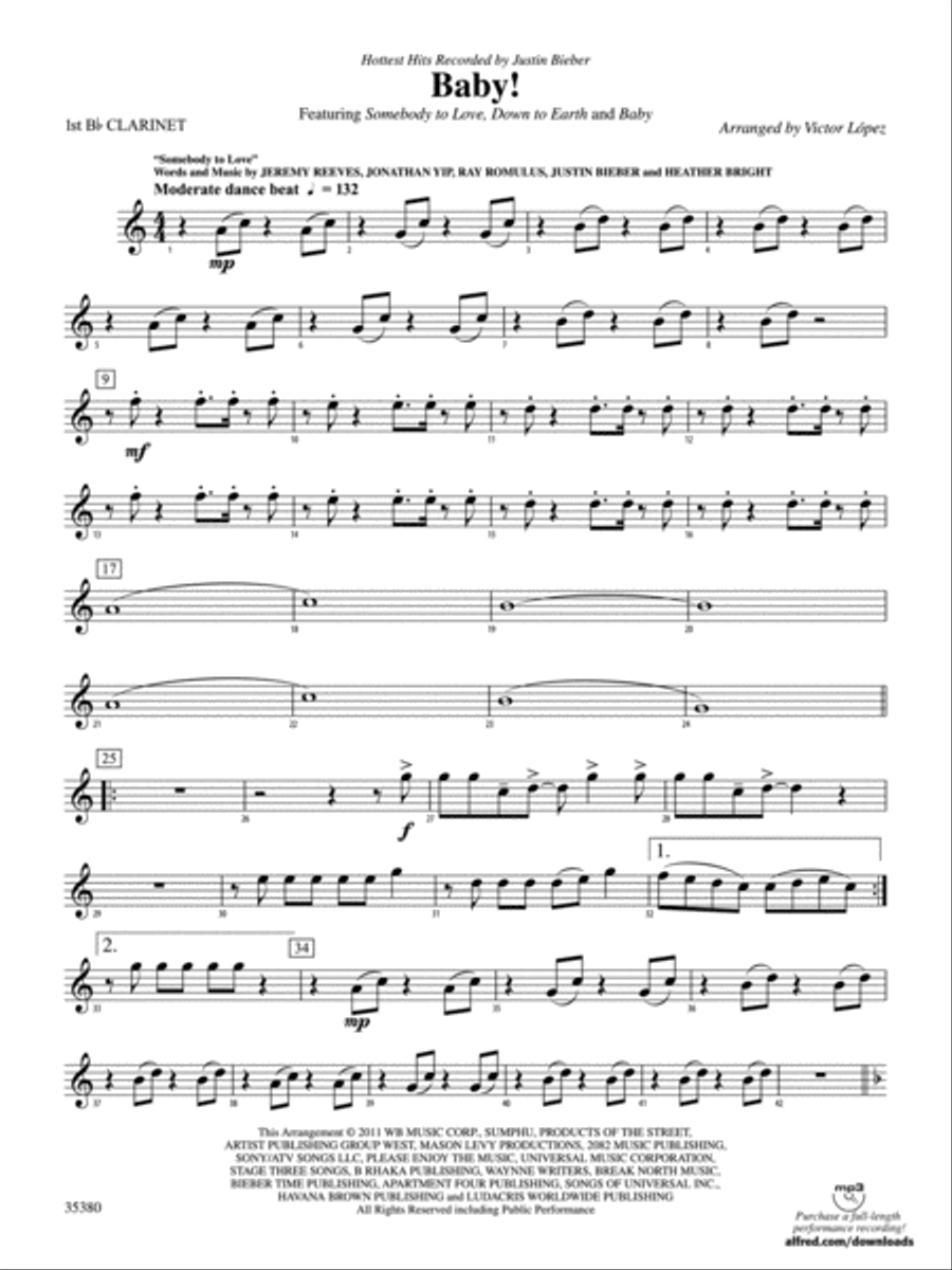 Baby!: 1st B-flat Clarinet Concert Band scores gallery preview page 1