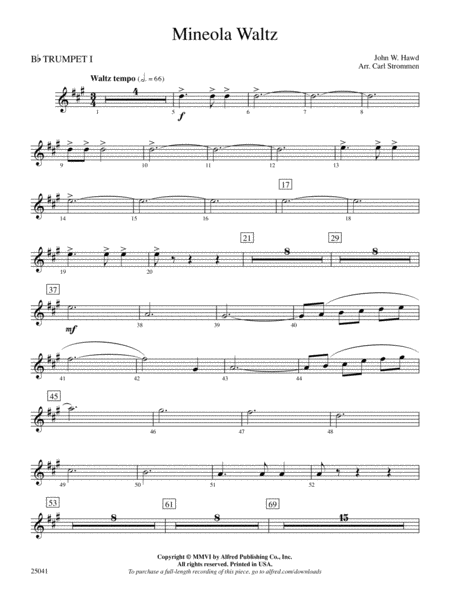 Mineola Waltz: 1st B-flat Trumpet