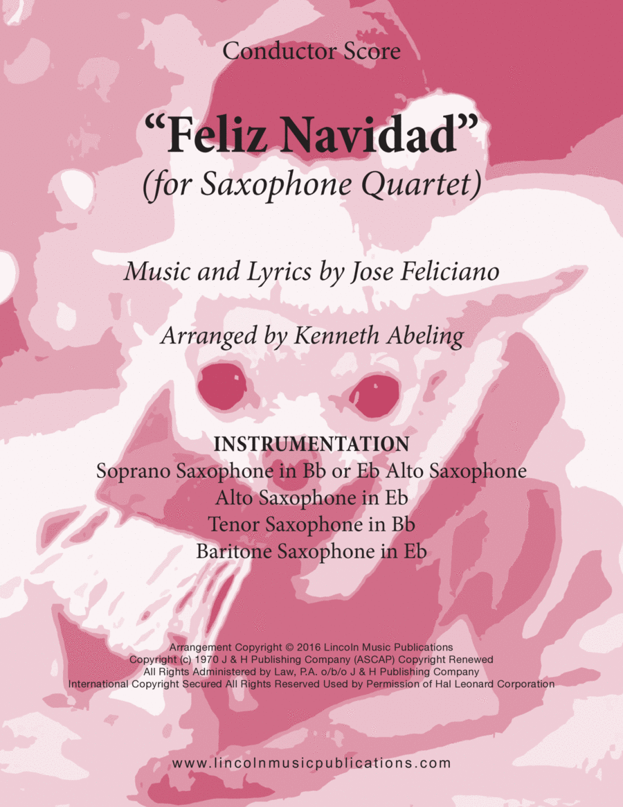 Feliz Navidad Saxophone Quartet scores gallery preview page 1