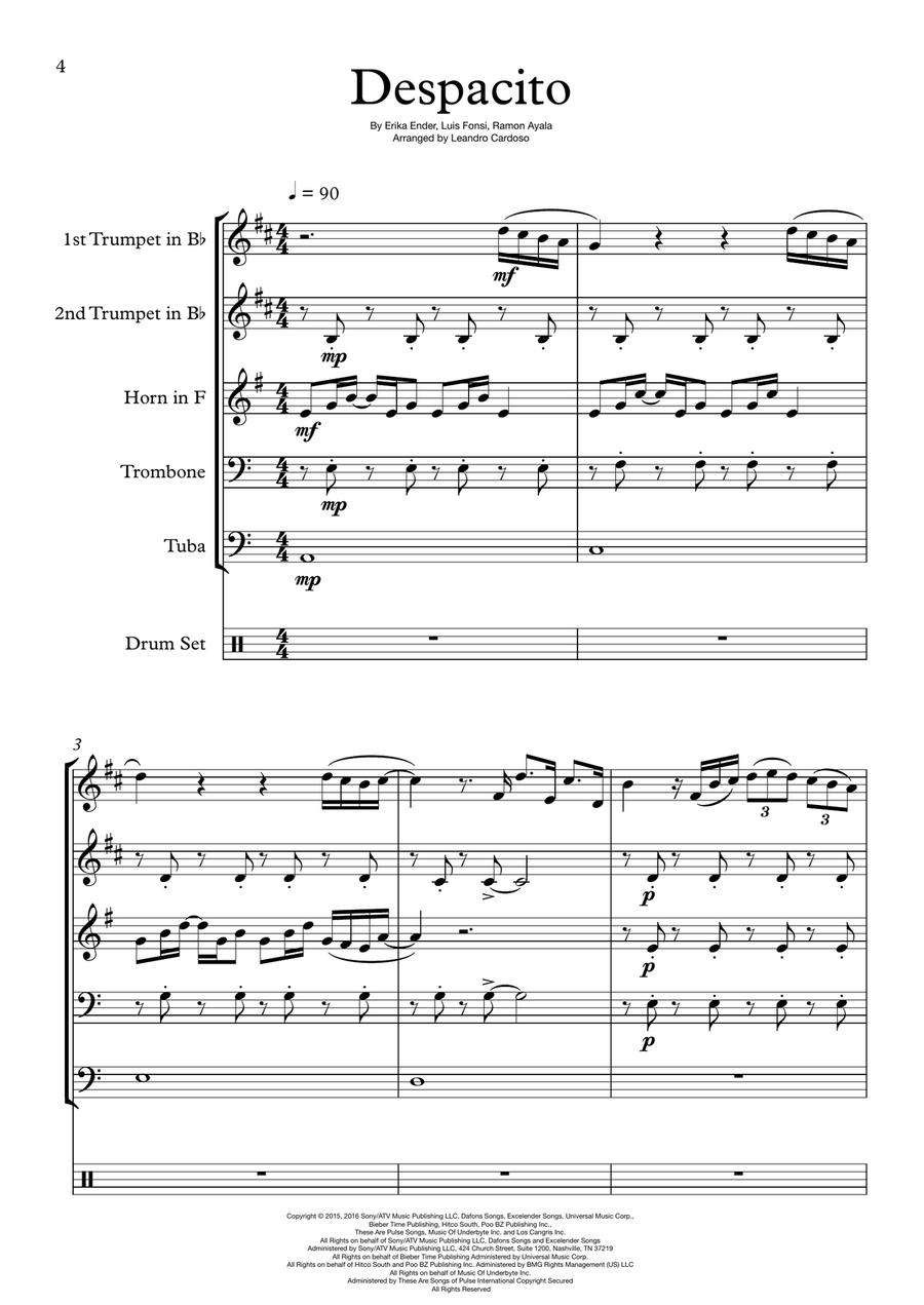 Despacito Despacito Brass Quintet scores gallery preview page 4
