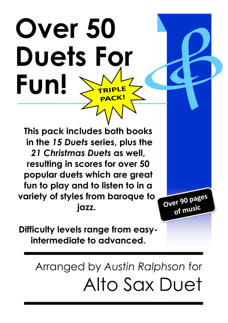 TRIPLE PACK of Alto Sax Duets - contains over 50 duets including Christmas, classical and jazz Woodwind Duet scores gallery preview page 1