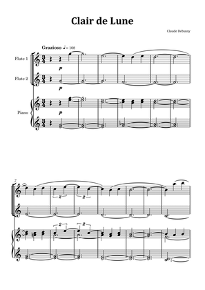 Book cover for Clair de Lune by Debussy - Flute Duet with Piano