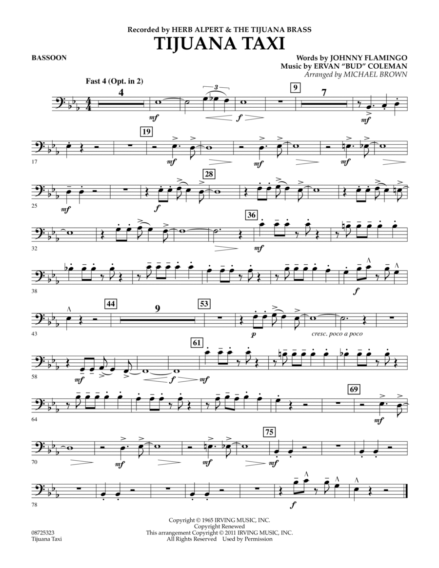Tijuana Taxi - Bassoon Concert Band scores gallery preview page 1