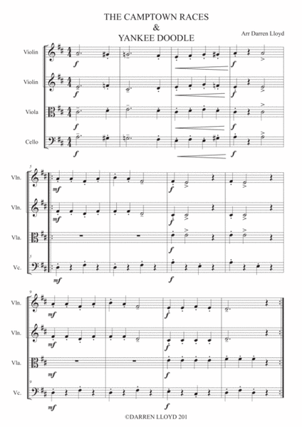 Camptown Races & Yankee Doodle Dandy Medley - String quartet image number null