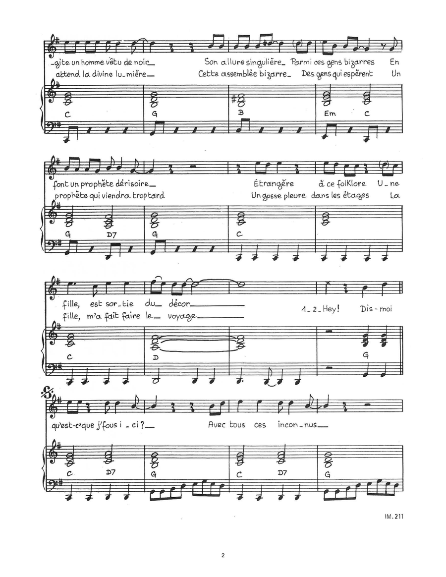 Dis Mou Qu'est Ce Que Je Fois Ici Piano, Vocal scores gallery preview page 2