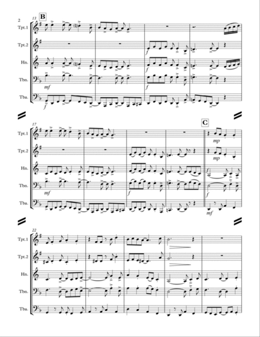 Wade in the Water (for Brass Quintet) Brass Quintet scores gallery preview page 3