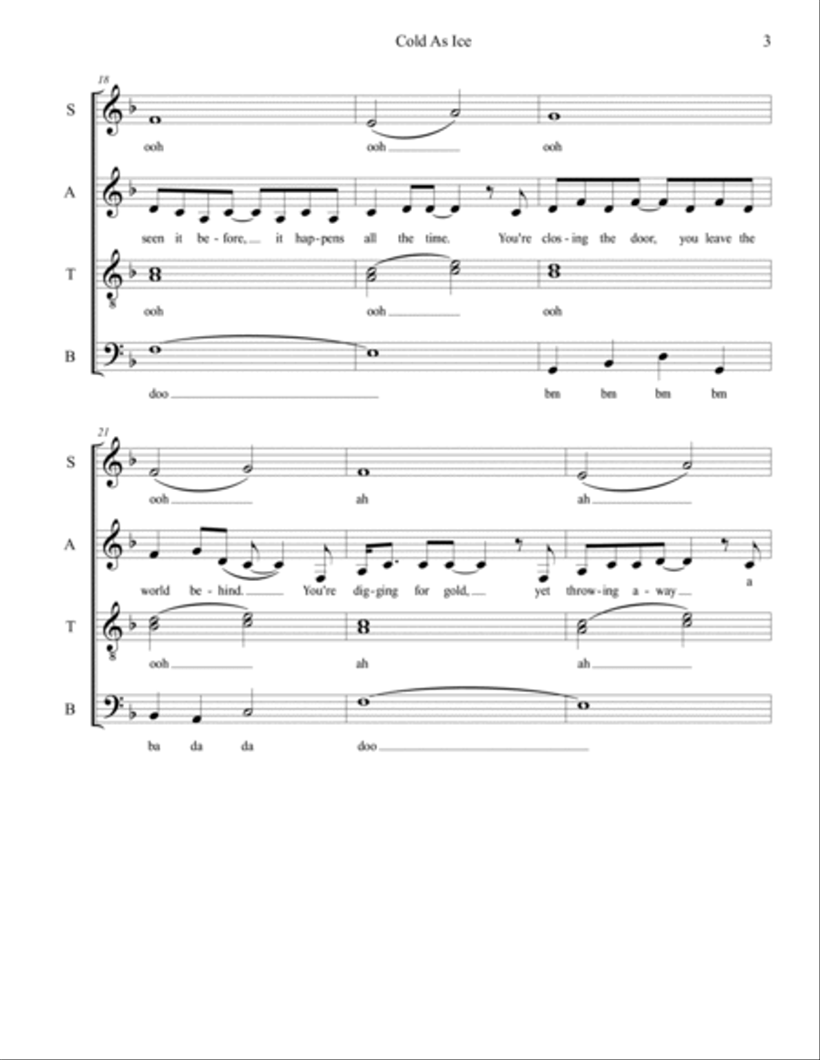 Cold As Ice 4-Part scores gallery preview page 3